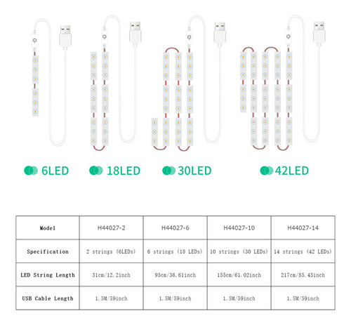 Cadena De Lámparas Para Baño, Tocador, 42 Led, Tira De Espej