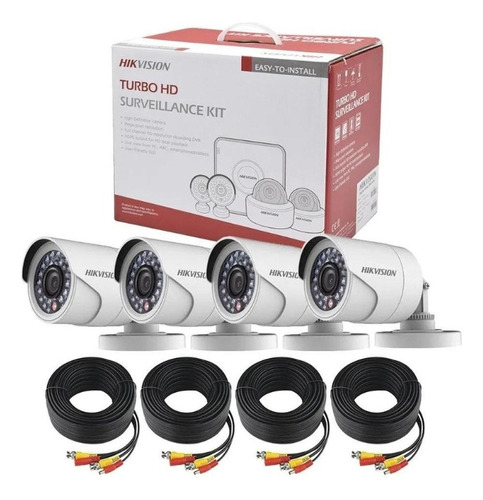 Kit De Seguridad 4 Cámaras Hikvision Completo