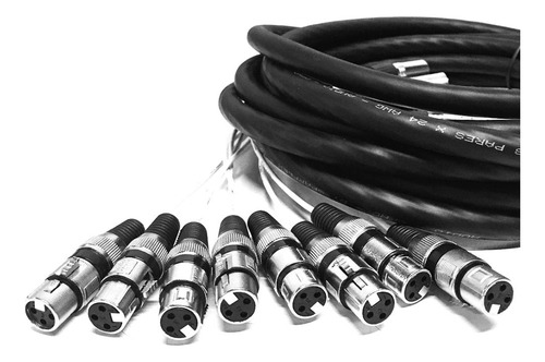 Multicabos Com Conectores Xlr 8 Vias Cirilo Cabos, 12 Metros