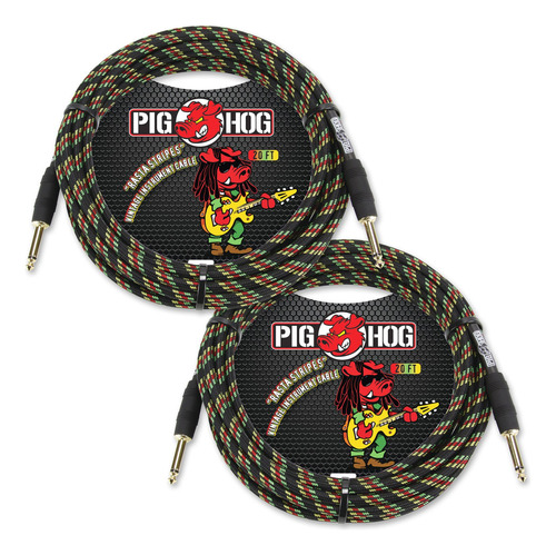 2-pack  Pch20ra  Rasta Stripes Clásico  Cable De Audio Para