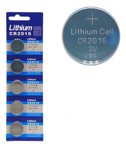 Bateria Lithium Cr2016 Cartela Com 5 Unidades