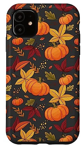 Funda Para iPhone 11 Falling Leaves Autumn Y Pumpkin Spice