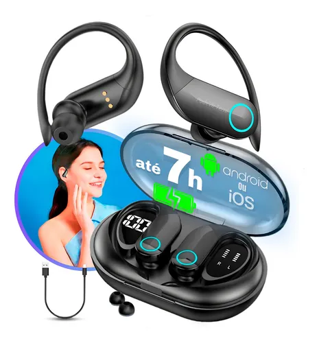 Fone De Ouvido Bluetooth 5.3 Tws Sem Fio Esportivo Compatível Com iPhone Samsung Xiaomi Motorola xt80 lp75 Tipo Gancho Marca Podevirtem