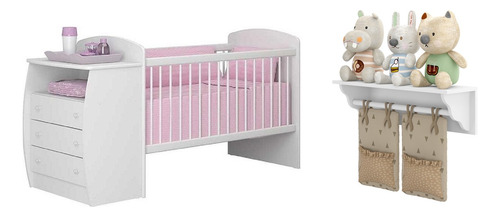 Kit Cuna Con Cómoda + Repisa Porta Pañales 4122-2317
