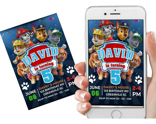 Tarjetas De Invitación Digital Patrulla Canina Paw Patrol