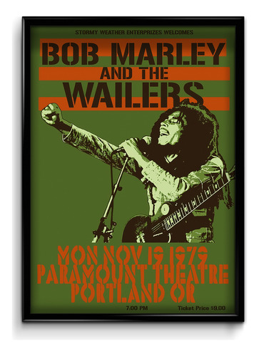 Cuadro Bob Marley Y Banda M-2 35x50 (marco+lámina+vidrio)