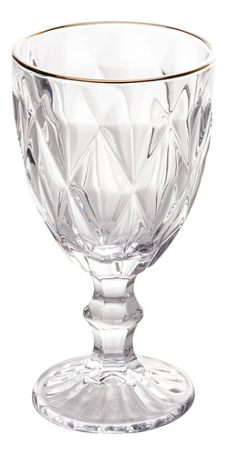 Taça Em Vidro Diamond Com Fio De Ouro 325ml Lyor 7986 Transparente
