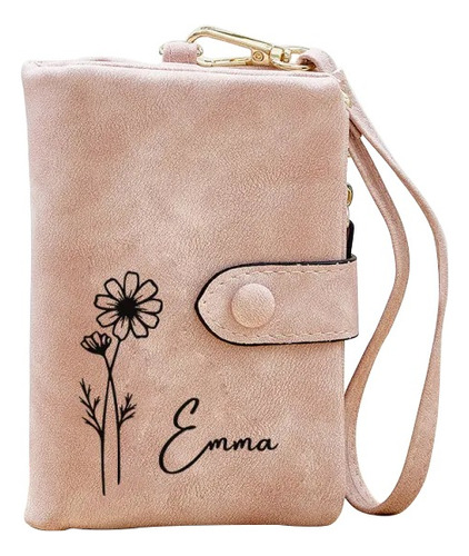 Cartera Personalizada Con Nombre De Nacimiento Y Flores, Reg