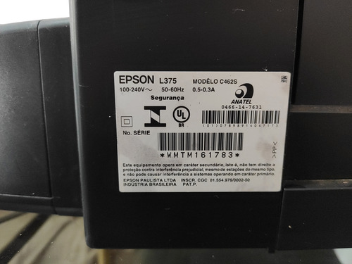 Para Arrumar Multifuncional Cor Epson Ecotank L375 127/220v Preto (Usado)