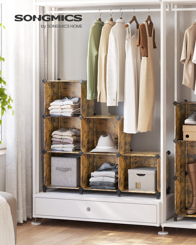 Organizador Ropa Modular Con 6 Cubos Y Estantería Ajustable