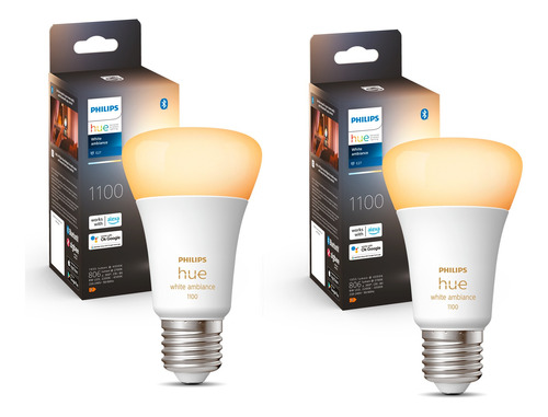 Pack Philips Hue 2 Ampolletas Led E27 Luz Fria & Calida 8w