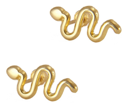 Aretes Broquel Víbora Serpiente 10mm. Niña | Adulto. Oro 10k