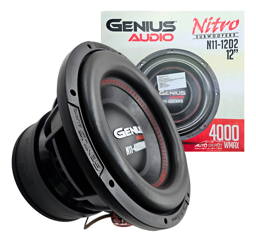 Subwoofer Dual 12 PuLG 4000w Genius Audio N11-12d2 #1pieza Color Negro