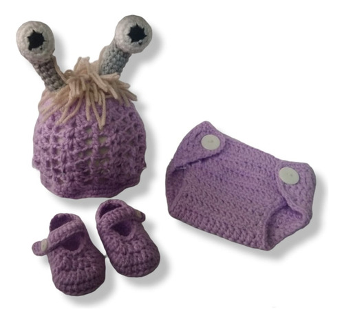 Conjunto Tejido A Crochet De Boo Monsterinc 0-6 Meses 