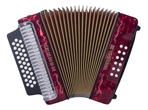 Acordeon Hohner Corona Iii Besas Rojo