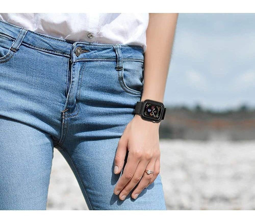 Malla + Carcaza Para Apple Watch 44mm Jwacct Black