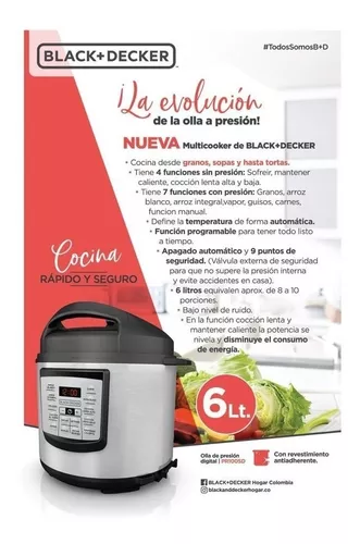 Comprar Olla Express Eléctrica Black&Decker Digital de 6 Litros, PR100SD