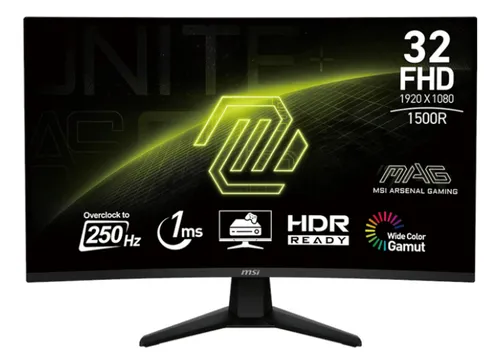 Monitor Msi 32'' Curvo Gaming Mag32c6x Fhd 250hz 1ms Mu