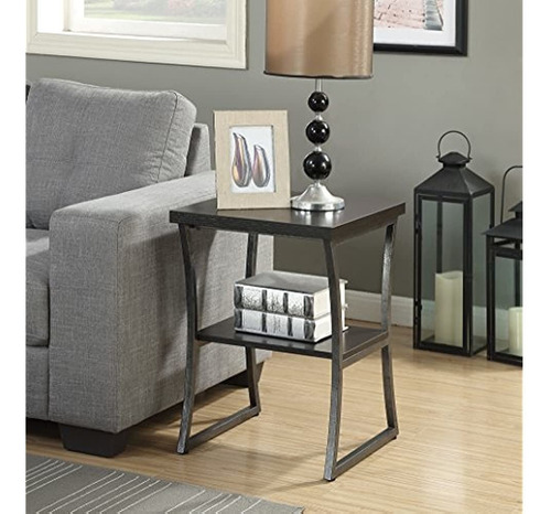 Convenience Concepts X-calibur End Table, Espresso / Slate G