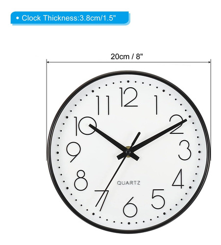 Reloj De Pared Redondo De 8 Pulgadas, Funciona Con Pilas, Si