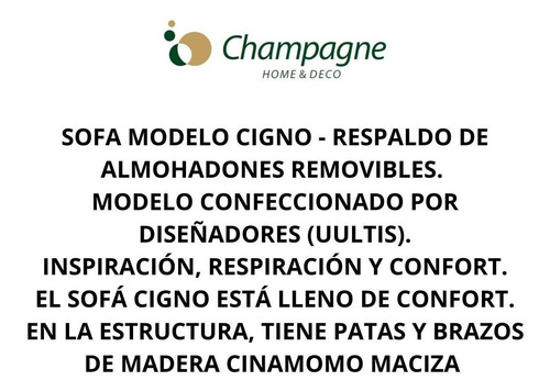 Sofa Cigno 3 Cuerpos - Brazos Madera Cinamomo - Tela Beige