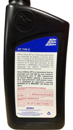 Aceite Acdelco Atf Hidraulico 1/4 Dexron #3 Caja Automatica