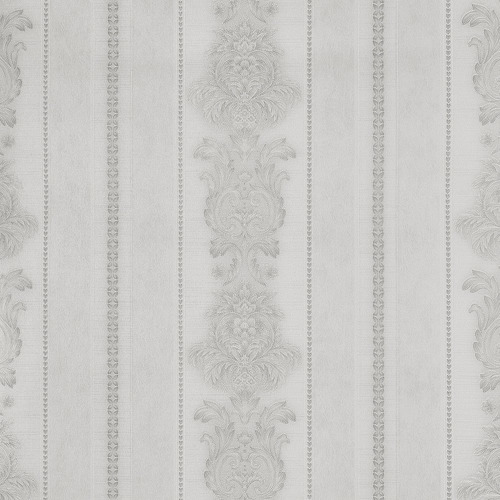 Imagem 2 de 4 de Papel De Parede Listrado Azul Claro Arabesco Dourado Glitter
