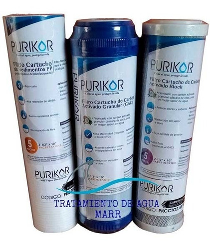 Kit De 3 Cartuchos Filtros De Agua 2.5x10 Estandar Purikor