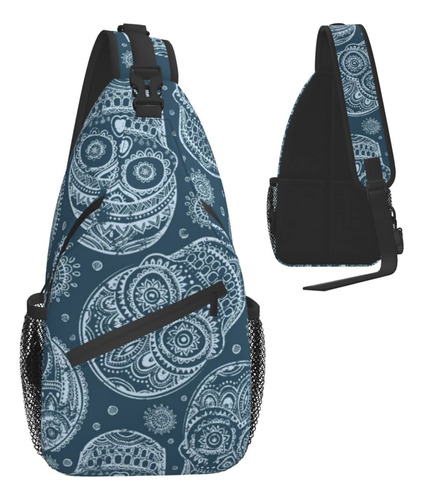 Mochila Diseño Para Adulto Calavera Alegr Colorida Cruzada