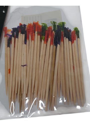 10 Paquetes Palillos De Madera Celofan Varios Colores 50pzs