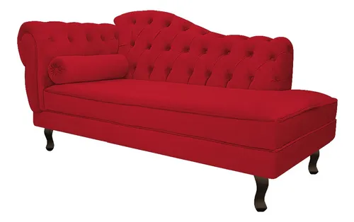 Sofá Divã Recamier Diana, 160 cm, ante derecho, muebles Am, color rojo