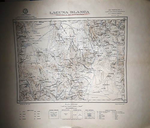 Mapa Geología Laguna Blanca, Catamarca, 1952