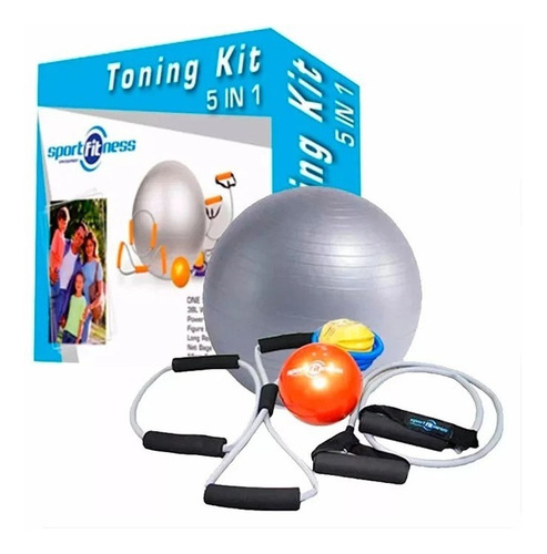 Kit 5 En 1 Bandas Elasticas Yoga Gym Ball C/inflador Yoga Fi