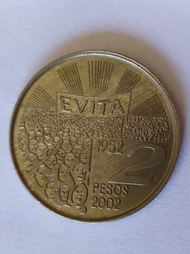 Moneda 2 Pesos Argentina De Evita - Año 2002 