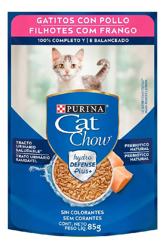 Alimento Cat Chow Humedo Pouch Gatito Kitten 15u Sobres 85gr