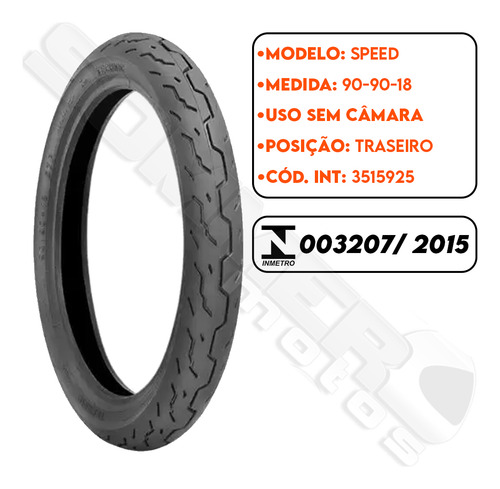Pneu Traseiro Flash 150/ Way 125 90-90-18 Speed Technic