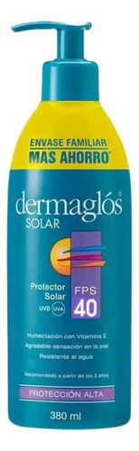 Dermaglos Protector Solar Fps 40 Envase Familiar X 380 Ml