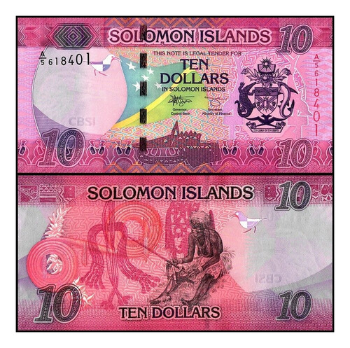 Grr-billete De Islas Salomón 10 Dollars 2017