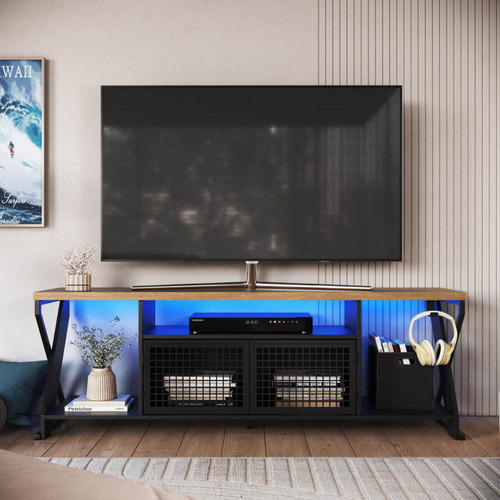 Rack Industrial Para Tv Até 60 Com Led Rgb P1033 Preto/mel