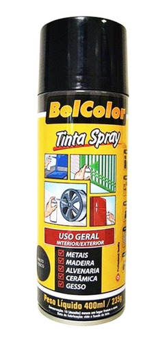 Tinta Spray Uso Geral 400ml Preto Fosco Beltools