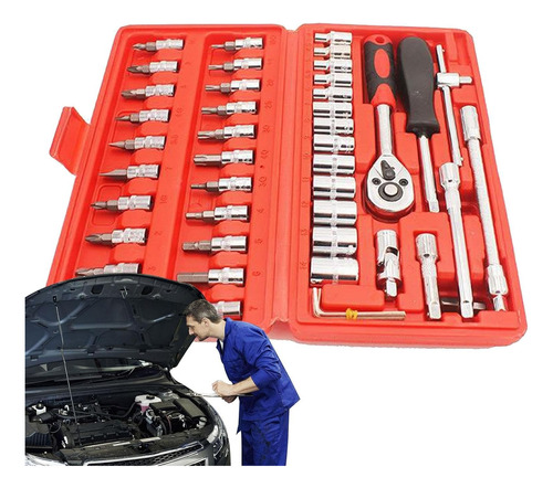 Kit De Herramientas Destornilladores Y Trinquete 46 Pzs