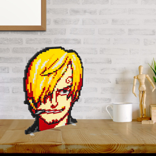 Cuadro 3d One Piece Set Bloques Armables 3d Rostro Pixel Art Cantidad De Piezas 4 Versión Del Personaje Sanji