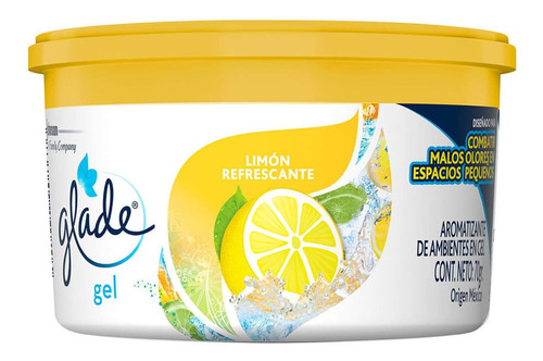 Aromatizante De Ambientes Glade Mini Gel Hogar Limon 70gr