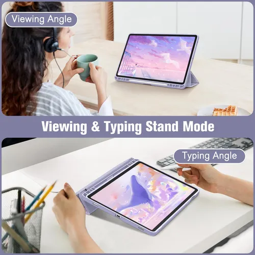 Funda Híbrida Delgada Para Galaxy Tab S9 Fe De 10.9 Pulgadas Lila Mármol