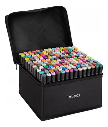 Marcador Conjunto Canetas 168 Cores Permanente Ponta Dupla T