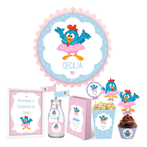 Kit Imprimible Gallina Gallinita Pintadita + Banner Circular