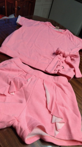 Conjunto Zara De Buzo M/c Y Short Con Volados T 24