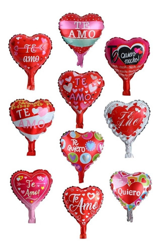 10 Globos Corazón San Valentín Surtidos 
