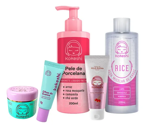 Kit De Cuidados Essenciais Kokeshi Para Limpeza E Hidratação Da Pele