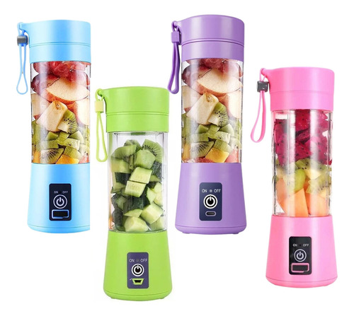 Mini Liquidificador Portátil Shake Juice Cup + Cabo Usb Cor Lilás 110V/220V